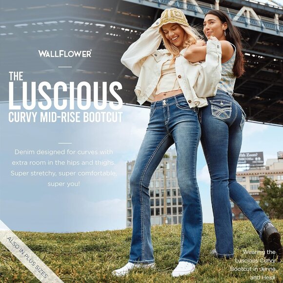 Bootcut Jeans Women Mid-Rise Curvy Insta Stretch Denim Sizes 0-24 - Picture 8 of 9